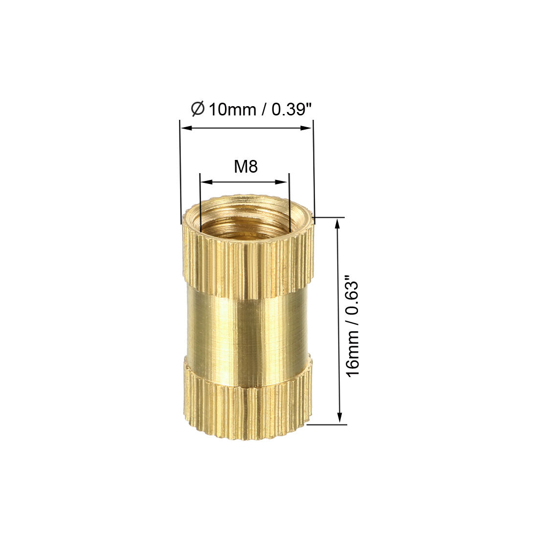 uxcell Uxcell Knurled Insert Nuts, Female Thread Brass Threaded Insert Embedment Nut, for 3D Printer