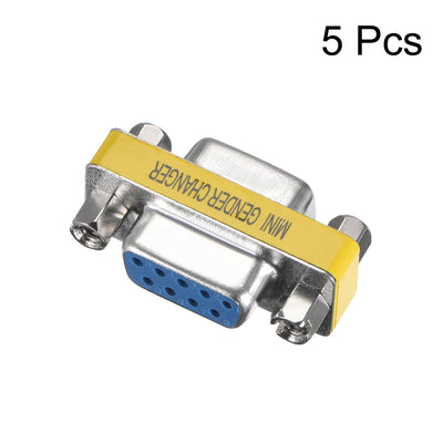 Harfington Uxcell DB9 VGA Gender Changer 9 Pin Female to Female 2-row Mini Gender Changer Coupler Adapter Connector for Serial Applications Blue 5pcs