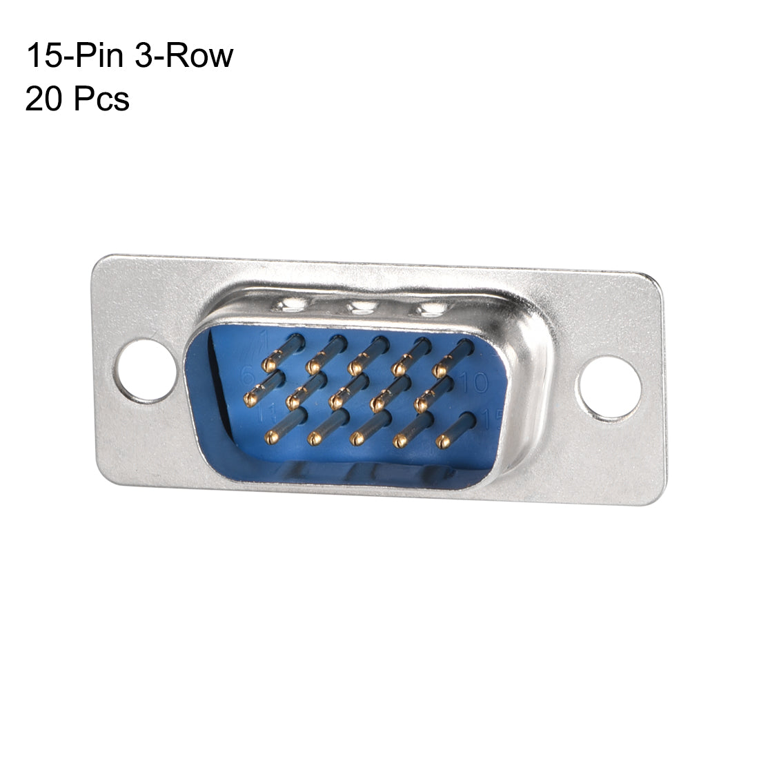 uxcell Uxcell D-sub Connector Male Plug 15-pin 3-row Port Terminal Breakout for Mechanical Equipment CNC Computers Blue 20pcs