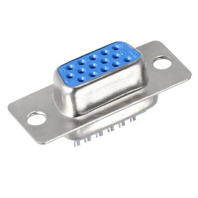 Harfington Uxcell D-sub Connector Female Socket 15-pin 3-row Port Terminal Breakout for Mechanical Equipment CNC Computers 10pcs