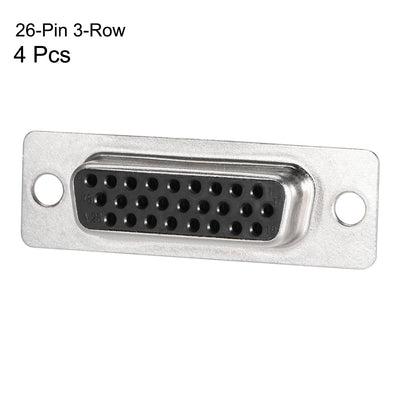 Harfington Uxcell D-sub Connector DB26 Female Socket 26-pin 3-row Port Terminal Breakout for Mechanical Equipment CNC Computers Instrumentation 4pcs
