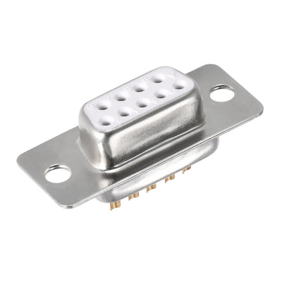 Harfington Uxcell D-sub Connector DB9 Female Socket 9-pin 2-row Port Terminal Breakout for Mechanical Equipment CNC Computers White 8pcs