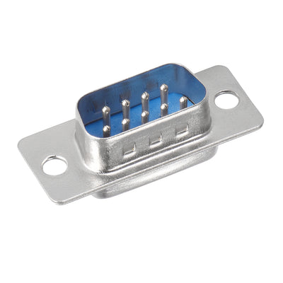 Harfington Uxcell D-sub Connector Male Plug 9-pin 2-row Port Terminal Breakout Solder Type for Mechanical Equipment CNC Computers Blue 20pcs