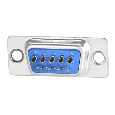 Harfington Uxcell D-sub Connector DB9 Female Socket 9-pin 2-row Port Terminal Breakout for Mechanical Equipment CNC Computers Blue 1pc