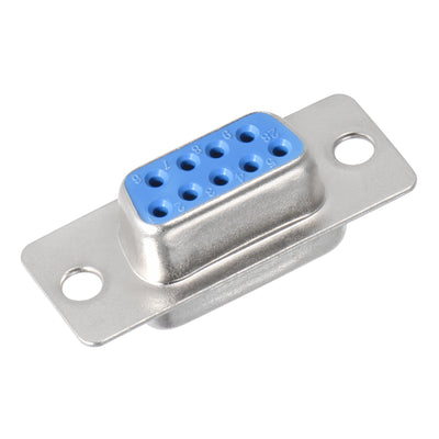 Harfington Uxcell D-sub Connector DB9 Female Socket 9-pin 2-row Port Terminal Breakout for Mechanical Equipment CNC Computers Blue 5pcs