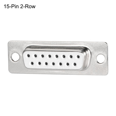 Harfington Uxcell D-sub Connector DB15 Female Socket 15-pin 2-row Port Terminal Breakout for Mechanical Equipment CNC Computers White 1pc