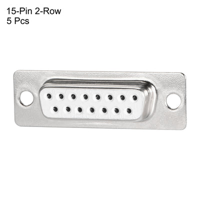 Harfington Uxcell D-sub Connector DB15 Female Socket 15-pin 2-row Port Terminal Breakout for Mechanical Equipment CNC Computers White 5pcs