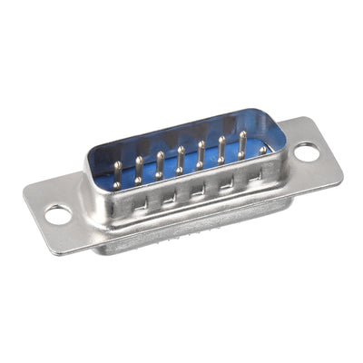 Harfington Uxcell D-sub Connector Male Plug 15-pin 2-row Port Terminal Breakout Solder Type for Mechanical Equipment CNC Computers Blue 1pc