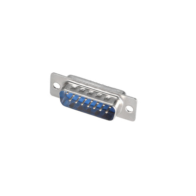 Harfington Uxcell D-sub Connector Male Plug 15-pin 2-row Port Terminal Breakout Solder Type for Mechanical Equipment CNC Computers Blue 5pcs