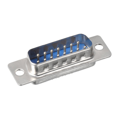 Harfington Uxcell D-sub Connector Male Plug 15-pin 2-row Port Terminal Breakout Solder Type for Mechanical Equipment CNC Computers Blue 10pcs