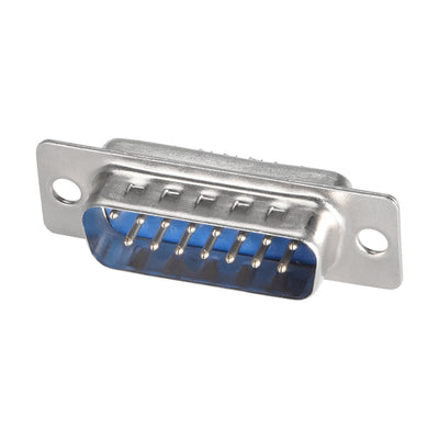 Harfington Uxcell D-sub Connector Male Plug 15-pin 2-row Port Terminal Breakout Solder Type for Mechanical Equipment CNC Computers Blue 20pcs