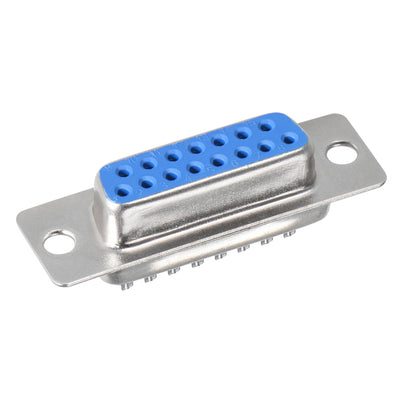 Harfington Uxcell D-sub Connector DB15 Female Socket 15-pin 2-row Port Terminal Breakout for Mechanical Equipment CNC Computers Blue 1pc