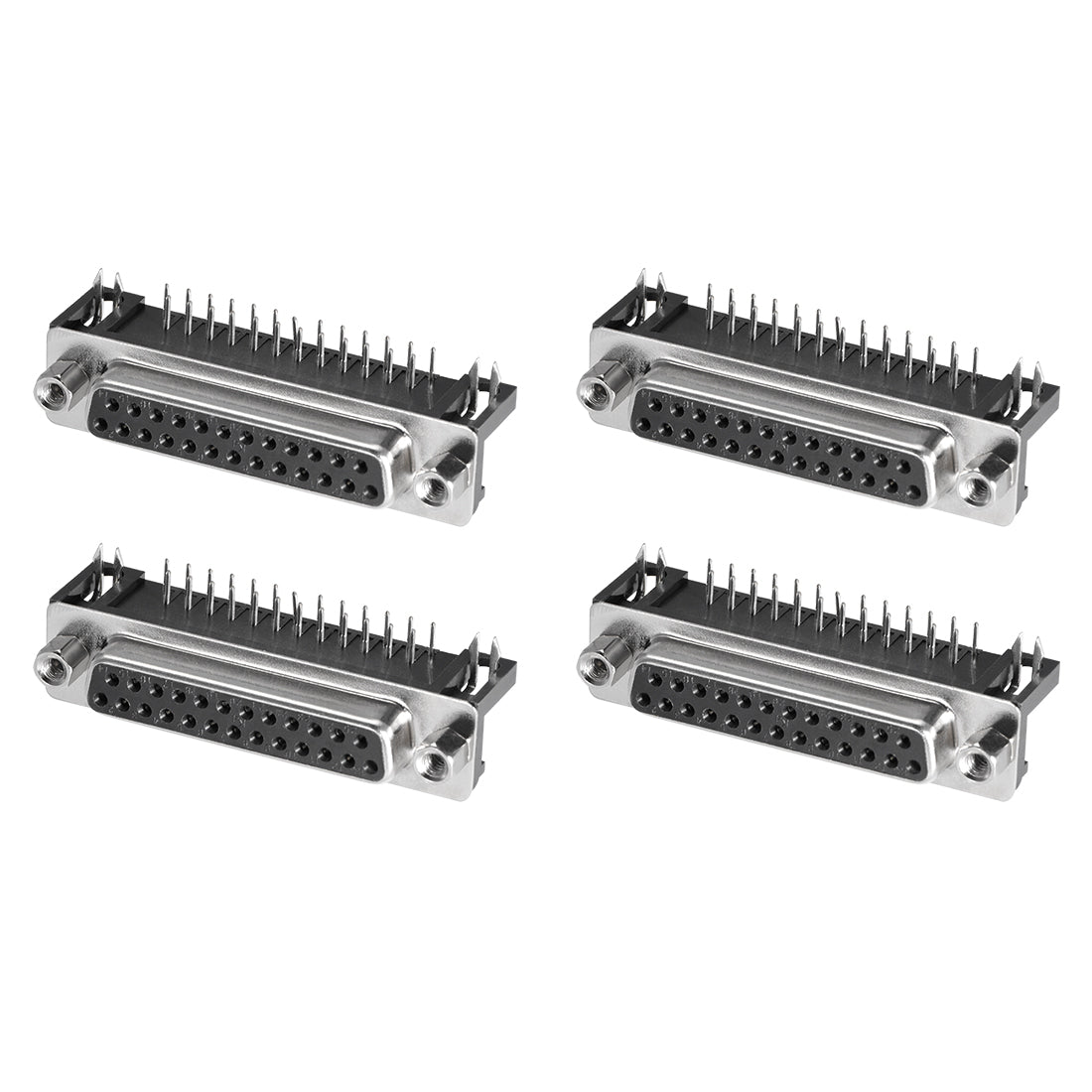 uxcell Uxcell D-sub Connector Female Socket 25-pin 2-row Right Angle Port Terminal Breakout for Mechanical Equipment Black 4pcs
