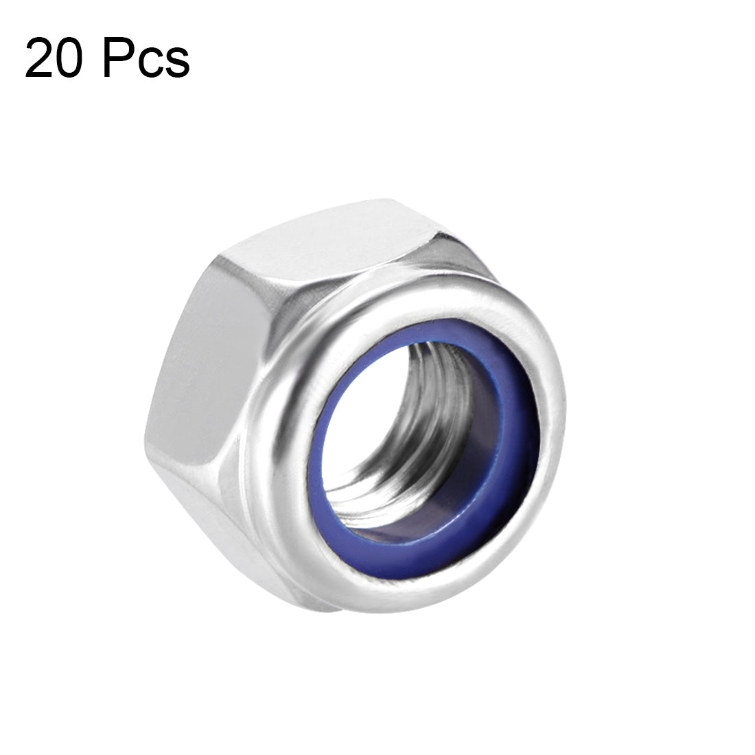 uxcell Uxcell M12x1.75mm Hex Lock Nut Stainless Steel Nylon Insert Self-Lock Nut, 20Pcs Silver