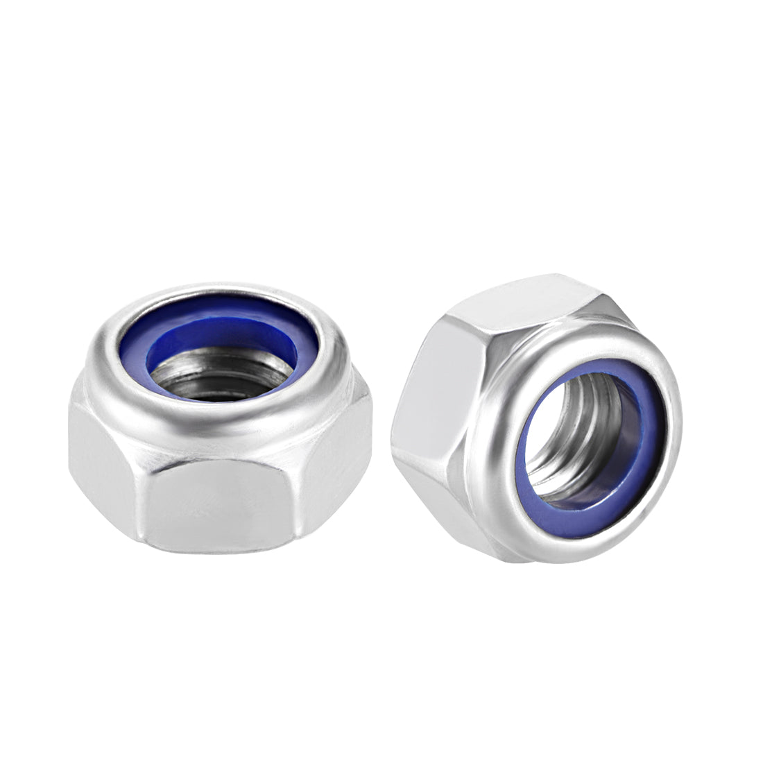 uxcell Uxcell M14x2mm Hex Lock Nuts Stainless Steel Nylon Insert Self-Lock Nuts, 2Pcs Silver