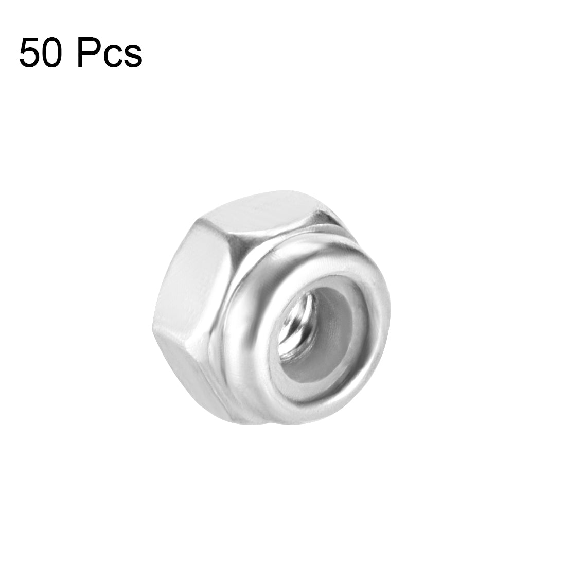 uxcell Uxcell M2.5x0.45mm Hex Lock Nut Stainless Steel Nylon Insert Self-Lock Nut 50Pcs Silver
