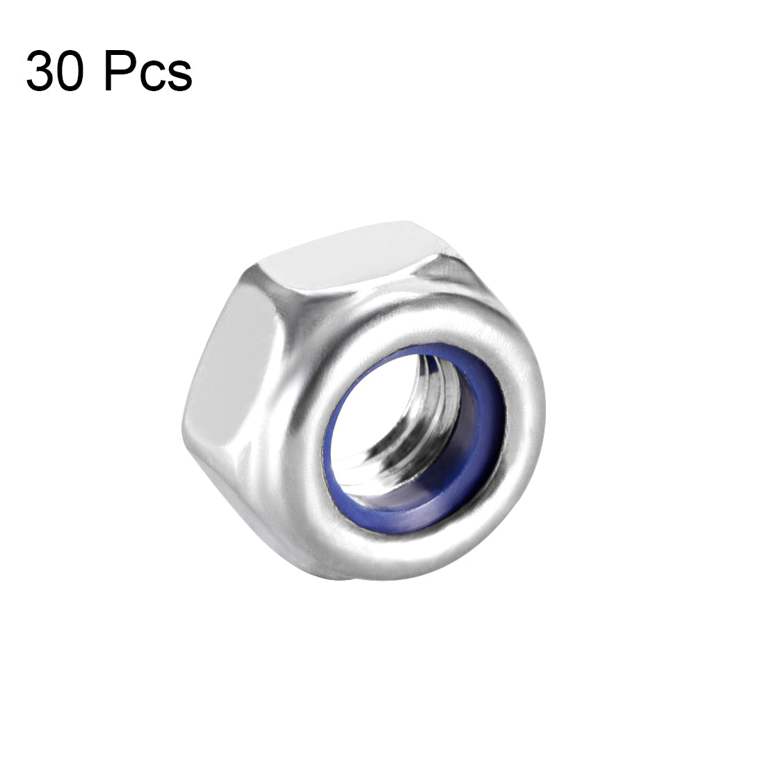 uxcell Uxcell M6 x 1mm Hex Lock Nuts Stainless Steel Nylon Insert Self-Lock Nuts, 30Pcs Silver