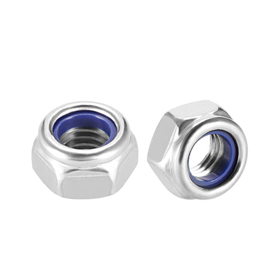 Harfington Uxcell M8x1.25mm Hex Lock Nuts Stainless Steel Nylon Insert Self-Lock Nuts, 5Pcs Silver