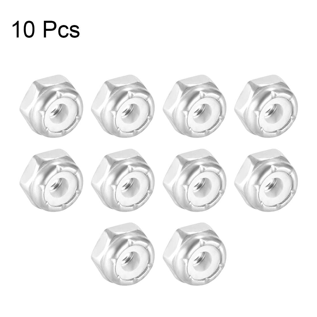 uxcell Uxcell 4#-40 Hex Lock Nuts Stainless Steel Nylon Insert Self-Lock Nuts, 10Pcs Silver