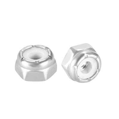 Harfington Uxcell 4#-40 Hex Lock Nuts Stainless Steel Nylon Insert Self-Lock Nuts, 10Pcs Silver