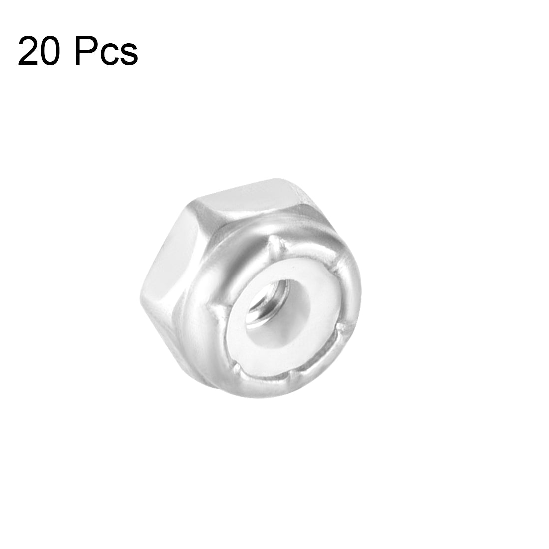 uxcell Uxcell 4#-40 Nylon Insert Hex Lock Nuts, 304 Stainless Steel, Plain Finish, 20 Pcs