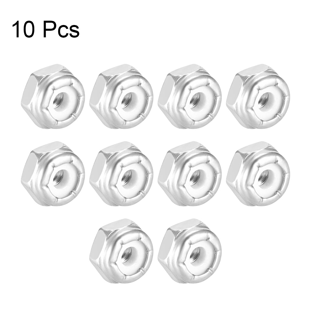 uxcell Uxcell 6#-32 Hex Lock Nuts Stainless Steel Nylon Insert Self-Lock Nuts, 10Pcs Silver