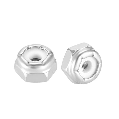 Harfington Uxcell 8#-32 Hex Lock Nuts Stainless Steel Nylon Insert Self-Lock Nuts, 10Pcs Silver