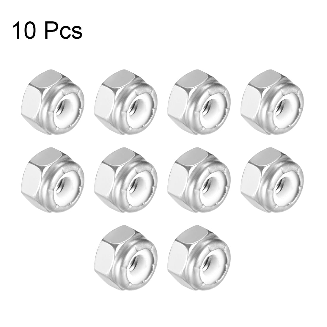 uxcell Uxcell 8#-32 Hex Lock Nuts Stainless Steel Nylon Insert Self-Lock Nuts, 10Pcs Silver