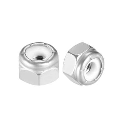 Harfington Uxcell 8#-32 Hex Lock Nuts Stainless Steel Nylon Insert Self-Lock Nuts, 10Pcs Silver