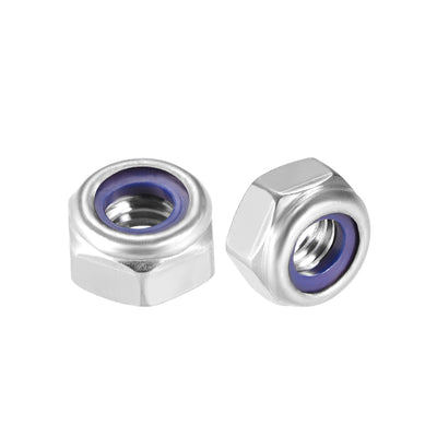 Harfington Uxcell M6 x 1mm Hex Lock Nuts Stainless Steel Nylon Insert Self-Lock Nuts, 10Pcs Silver