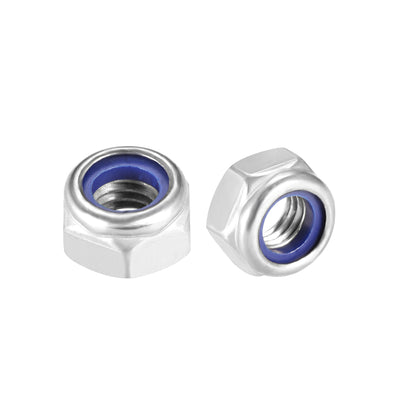 Harfington Uxcell M8x1.25mm Hex Lock Nuts Stainless Steel Nylon Insert Self-Lock Nut, 20Pcs Silver