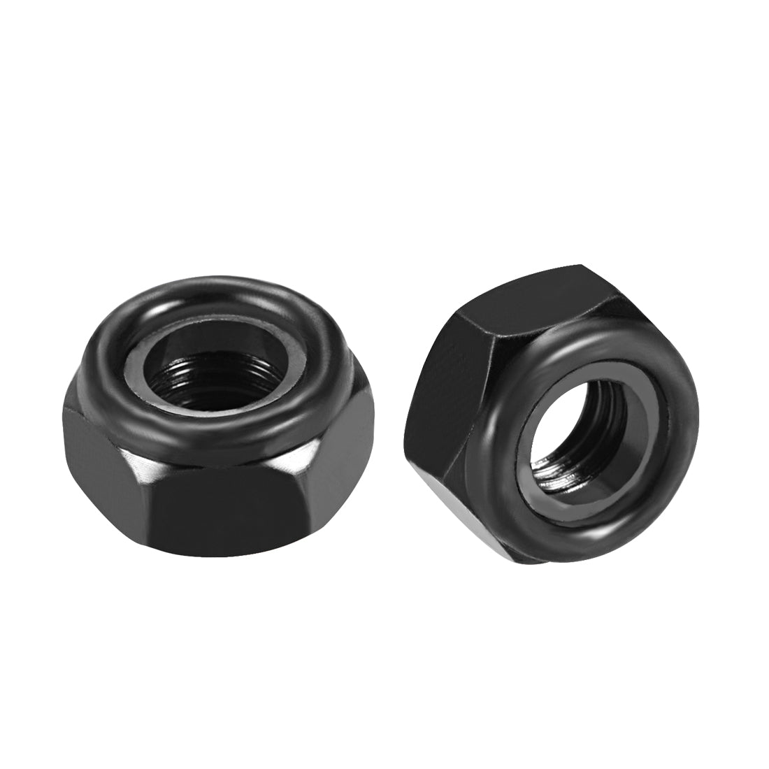 uxcell Uxcell M10x1.5mm Hex Lock Nuts Carbon Steel Nylon Insert Self-Lock Nuts, 10Pcs Black