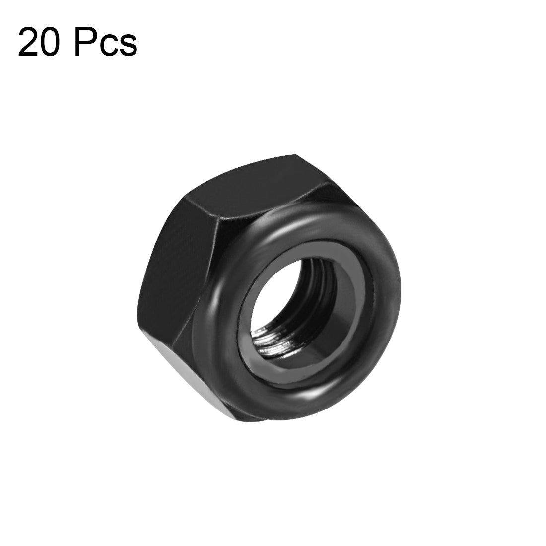 uxcell Uxcell M10x1.5mm Hex Lock Nuts Carbon Steel Nylon Insert Self-Lock Nuts, 20Pcs Black