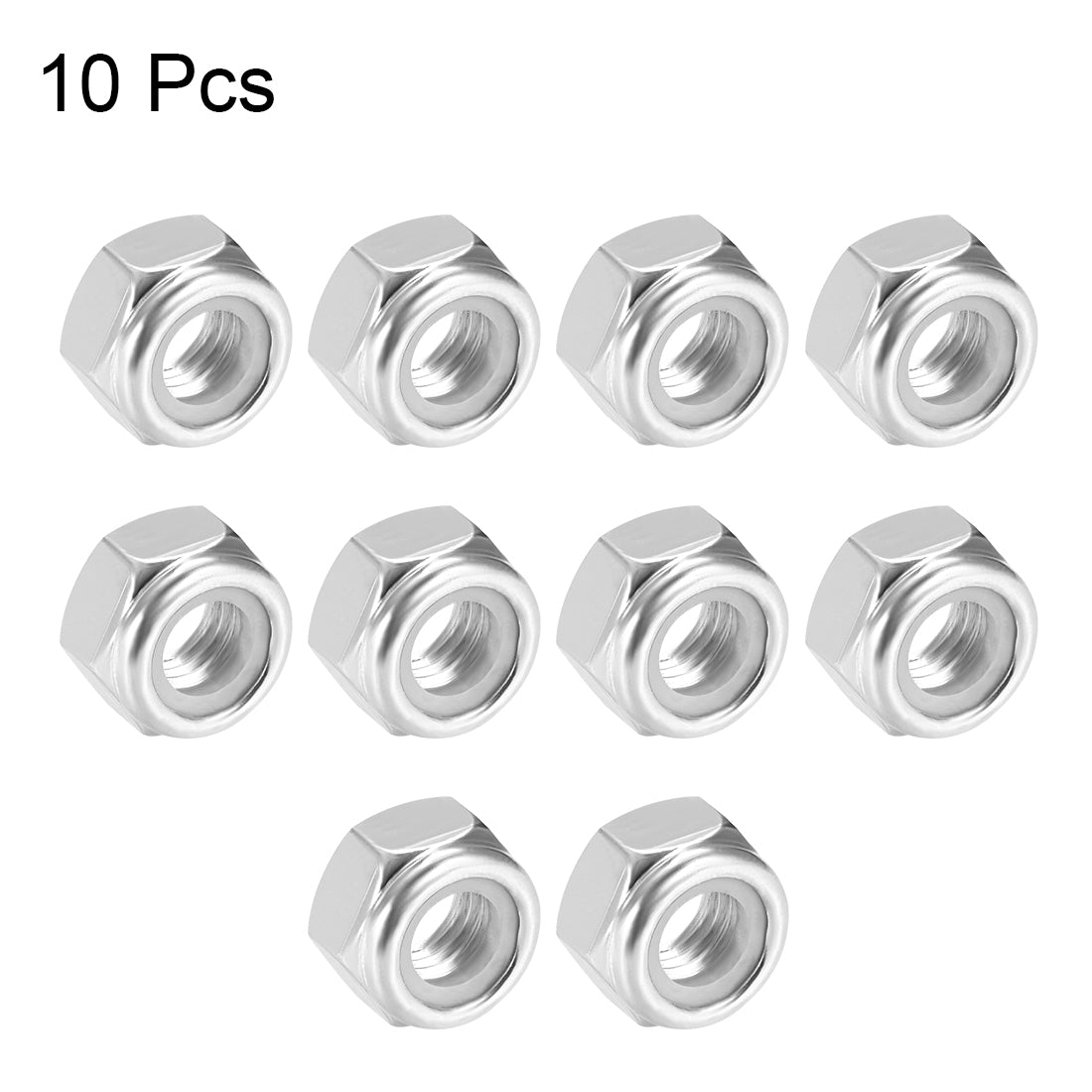 uxcell Uxcell M14 x 2mm Nylon Insert Hex Lock Nuts, Carbon Steel White Zinc Plated, 10 Pcs