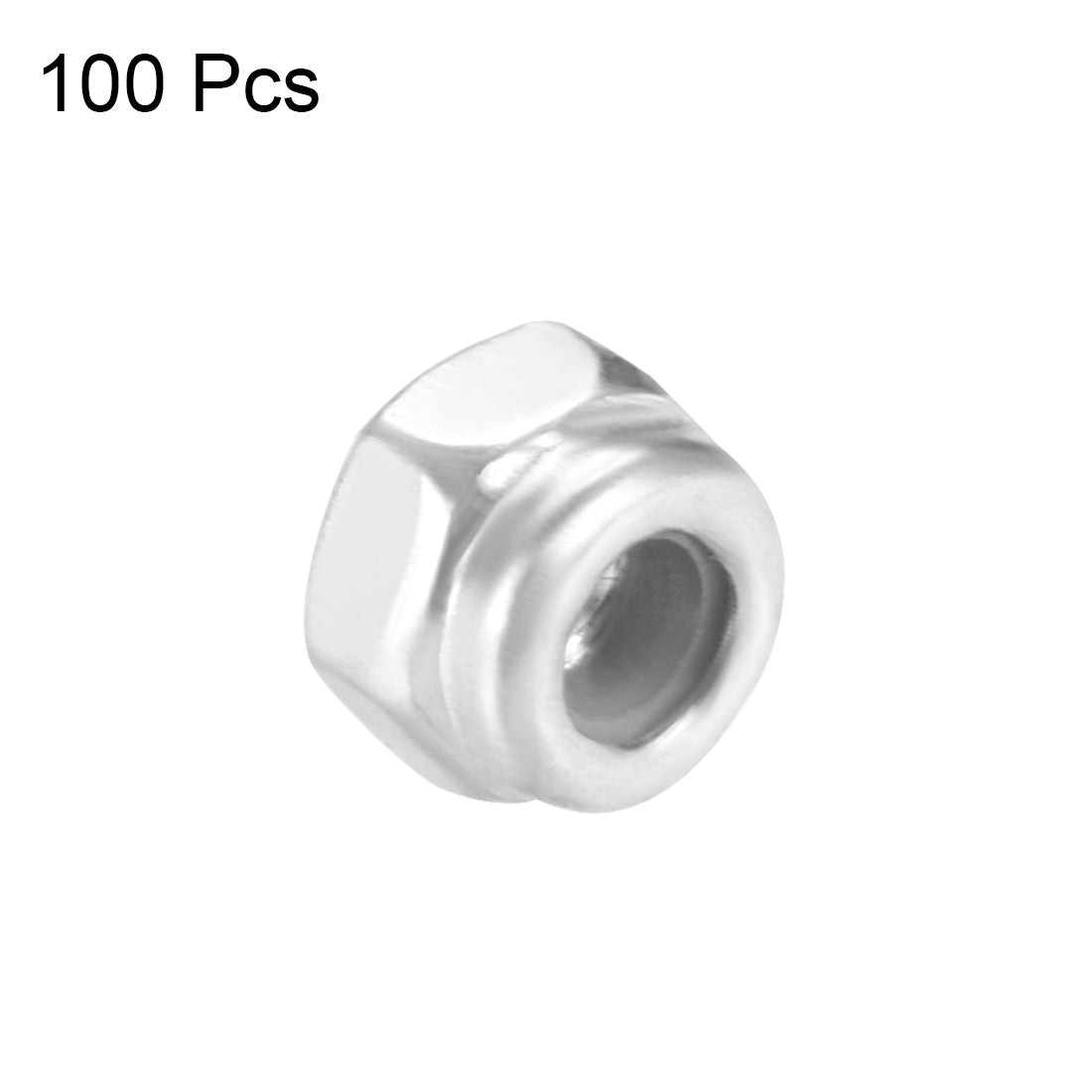 uxcell Uxcell M2.5 x 0.45mm Nylon Insert Hex Lock Nuts, Carbon Steel White Zinc Plated, 100 Pcs