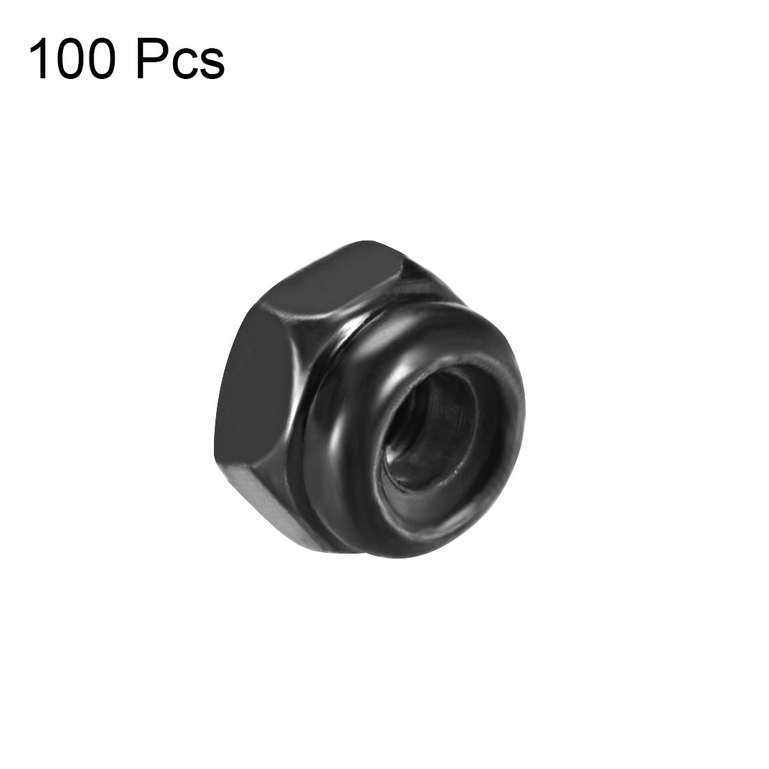uxcell Uxcell M2.5x0.45mm Hex Lock Nuts Carbon Steel Nylon Insert Self-Lock Nut, 100Pcs Black