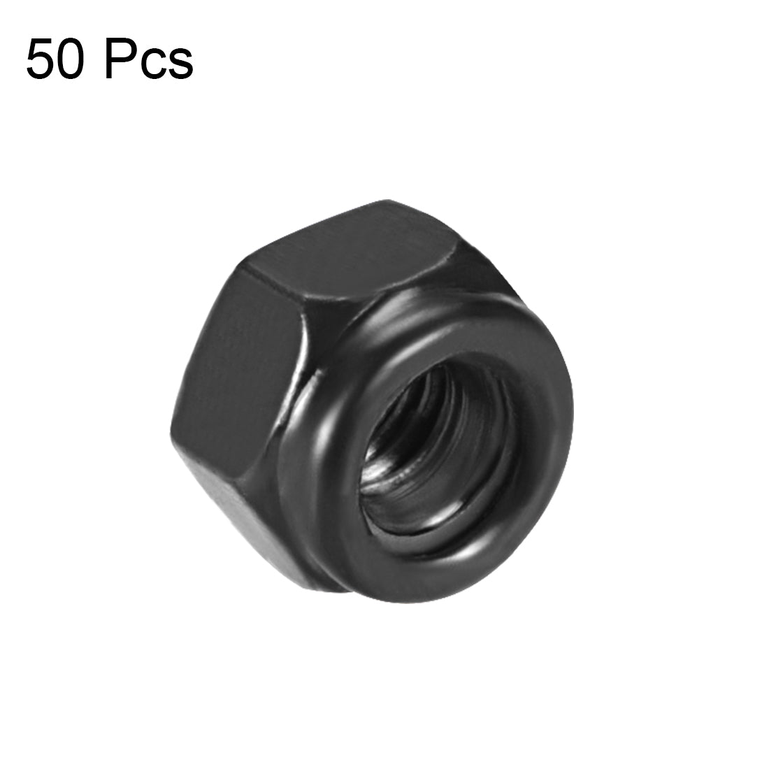 uxcell Uxcell M3x0.5mm Hex Lock Nuts Carbon Steel Nylon Insert Self-Lock Nuts, 50Pcs Black