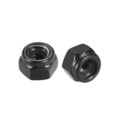 Harfington Uxcell M3x0.5mm Hex Lock Nuts Carbon Steel Nylon Insert Self-Lock Nuts, 50Pcs Black