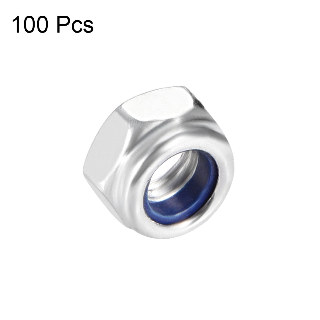 uxcell Uxcell M5 x 0.8mm Nylon Insert Hex Lock Nuts, Carbon Steel White Zinc Plated, 100 Pcs