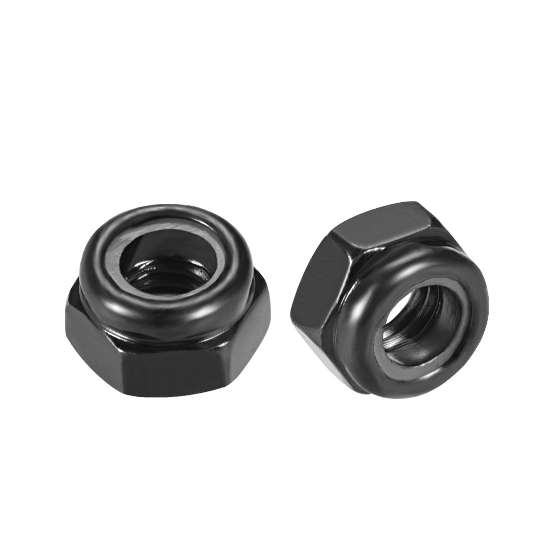uxcell Uxcell M5x0.8mm Hex Lock Nuts Carbon Steel Nylon Insert Self-Lock Nuts, 50Pcs Black