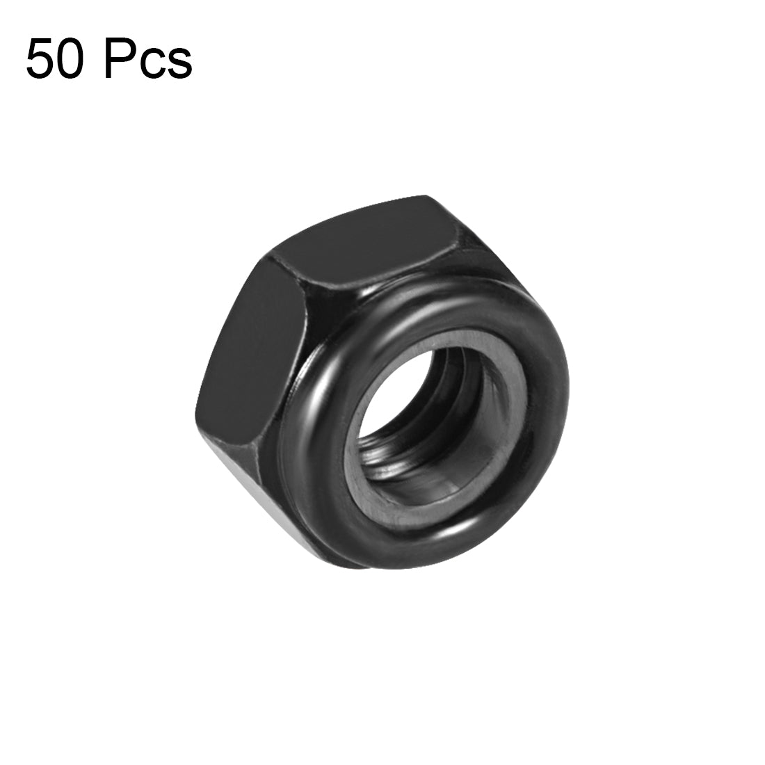 uxcell Uxcell M6x1mm Hex Lock Nuts Carbon Steel Nylon Insert Self-Lock Nuts, 50Pcs Black