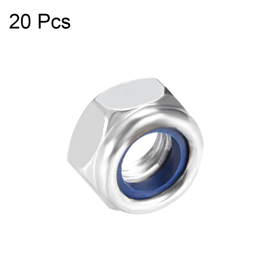 uxcell Uxcell M8 x1.25mm Nylon Insert Hex Lock Nuts, Carbon Steel White Zinc Plated, 20 Pcs