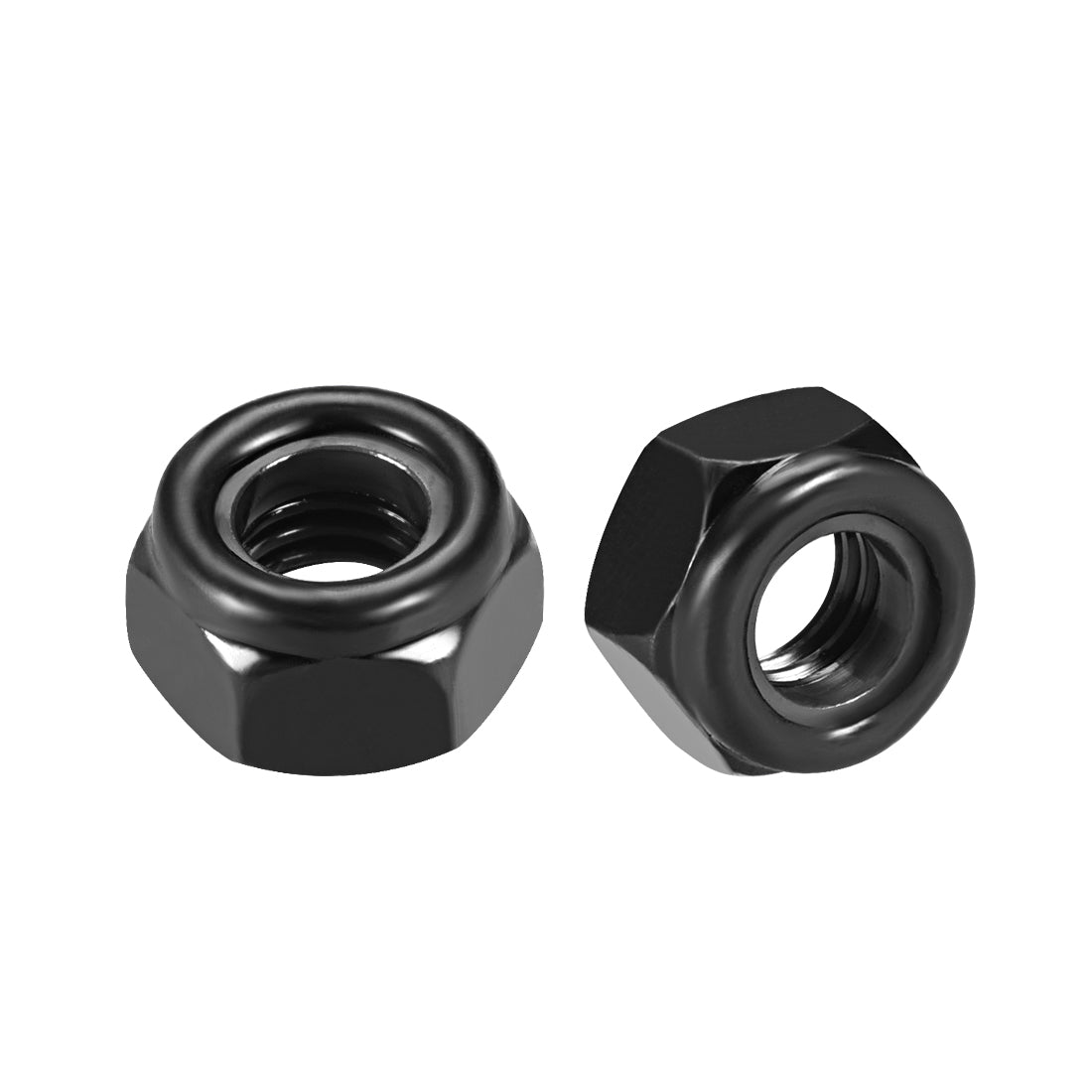 uxcell Uxcell M8x1.25mm Hex Lock Nuts Carbon Steel Nylon Insert Self-Lock Nuts, 50Pcs Black