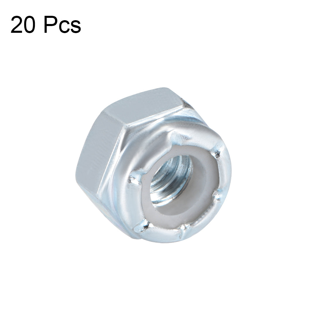 uxcell Uxcell 1/4"-20 Nylon Insert Hex Lock Nuts, Carbon Steel White Zinc Plated, 20 Pcs