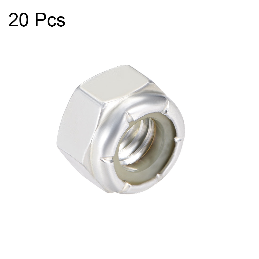 uxcell Uxcell 5/16“-18 Nylon Insert Hex Lock Nuts, Carbon Steel White Zinc Plated, 20 Pcs