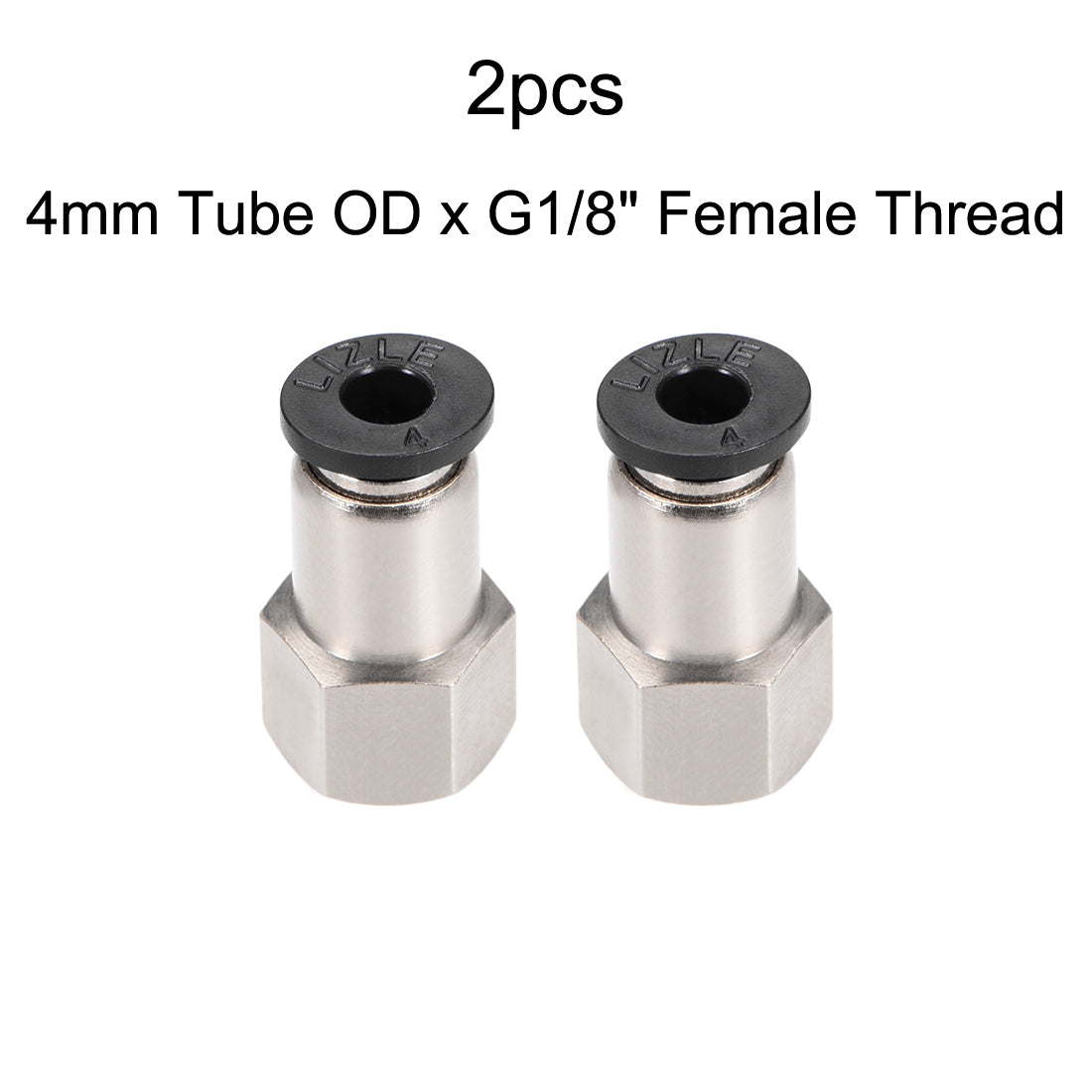 uxcell Uxcell Push to Connect Tube Fitting Adapter 4mm OD x G1/8" Female 2pcs