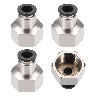 Harfington Uxcell Push to Connect Tube Fitting Adapter 8mm OD x 1/2"NPT Female Silver Tone 4pcs