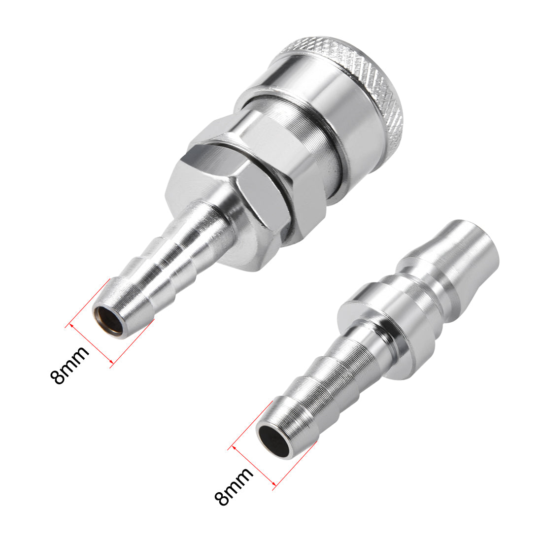 uxcell Uxcell Quick Coupler, Air Hose Fitting Connector 8mm Barb Quick Disconnect Set 4 set