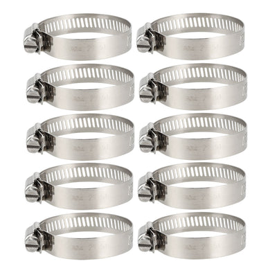 Harfington Uxcell 27-51mm  Gear Hose Clamp, 304 Stainless Steel Fuel Line Clamp 10 Pcs