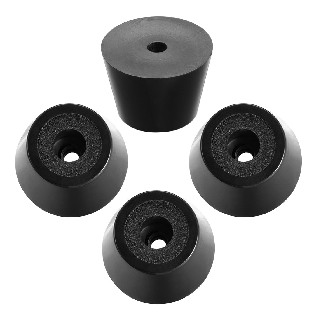 uxcell Uxcell Rubber Feet Bumpers Pads D29x21xH20mm Black 4pcs